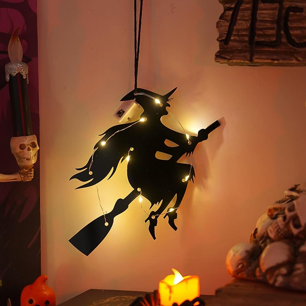 Halloween LED Lights with Hanging Rope Battery-Powered Ghost Pumpkin Hanging Party Lights for Shop/Home/Yard Windows for Indoor/Outdoor