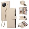 For Xiaomi Poco F7 Ultra 5G/Redmi K80 Pro 5G Case Multi Card Slots Zipper Leather Phone Cover with Shoulder Strap/Wrist Strap