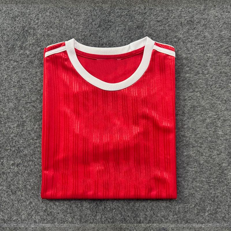 Mens Bamboo Fiber Soccer Jersey Short Sleeve Football Shirt Floral Red
