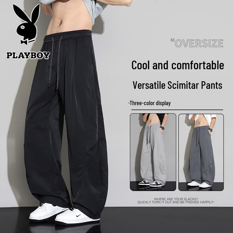 PLAYBOY Men s Summer Quick-Dry Straight-Leg Casual Pants S