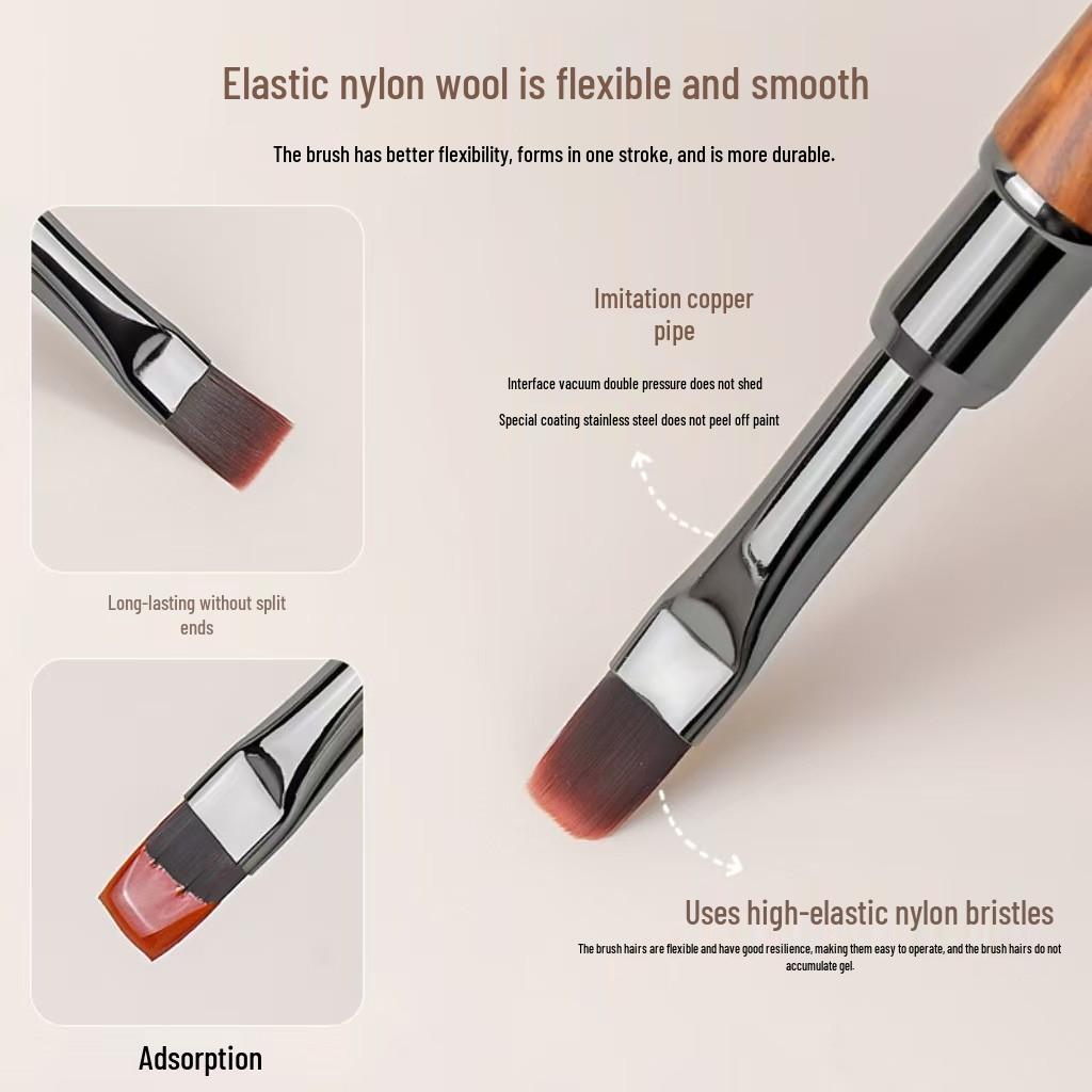 Japanese Sandalwood Nail Art Brush Set: Includes Round, Square, Triangle Brushes & Gel Brush, Ideal for Nail Salons