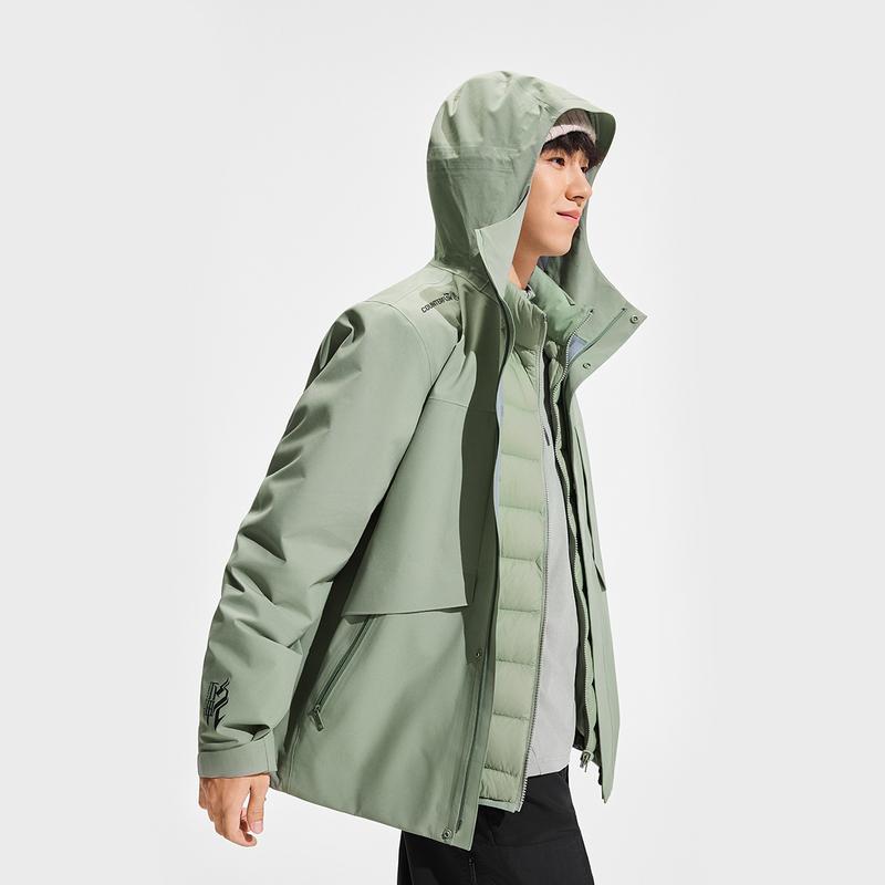 Li Ning Outdoor CF Outdoor Series Comfortable Fashion 3 In 1 Waterproof Windproof Breathable Durable Warm Jacket Unisex Jacket AEMV059-2