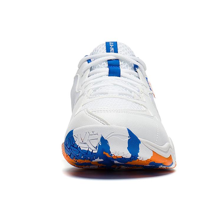 Li Ning 2 Comfortable Cushioning Slip Resistant Abrasion Resistant Low Top Badminton Shoes Unisex White Blue AYTS016-6