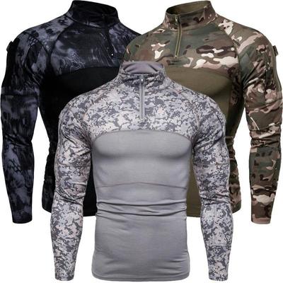 Mens Camouflage Long Sleeved Stand Neck T-shirts