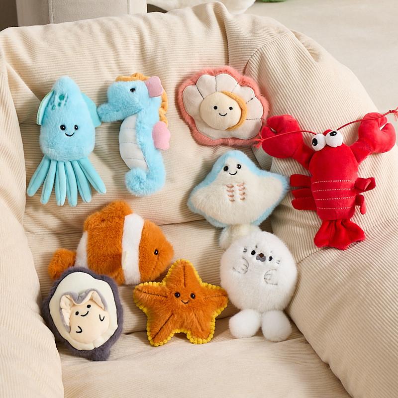 Cartoon Plush Refrigerator Magnets Animal Food And Ocean Series Set With Soft Polyester Filling For Kids And Teens