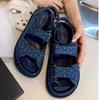 Fashion 2025 Summer Women's Sandals New Comfortable Thick Sole Sandals Round Toe Plaid Open Toe Sports Sandals Wedges Shoes For Women