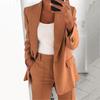 Suit Jacket Solid Color Turndown Collar Women Long Sleeve Buttons Blazer for Dating