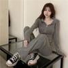 Sports Suit, Autumn Cardigan, Irregular Sweatshirt, High-waisted Casual Wide-leg Pants, Two-piece Set