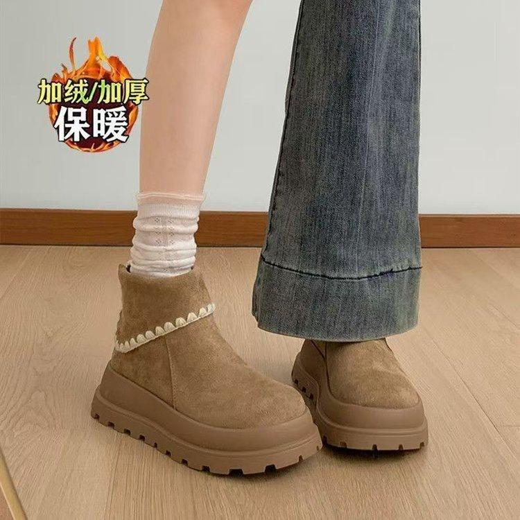 Thick-soled heightening snow boots, new winter piled and thickened outer wear cotton shoes, casual warm boots