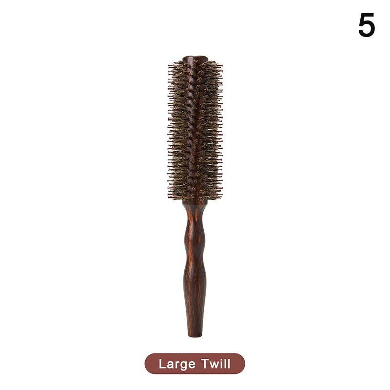 {HBA17} Natural Boar Bristle Nylon Comb Wood Round Roller Hair Brush For Women Men Curly Hair Salon Hairdressing Tools