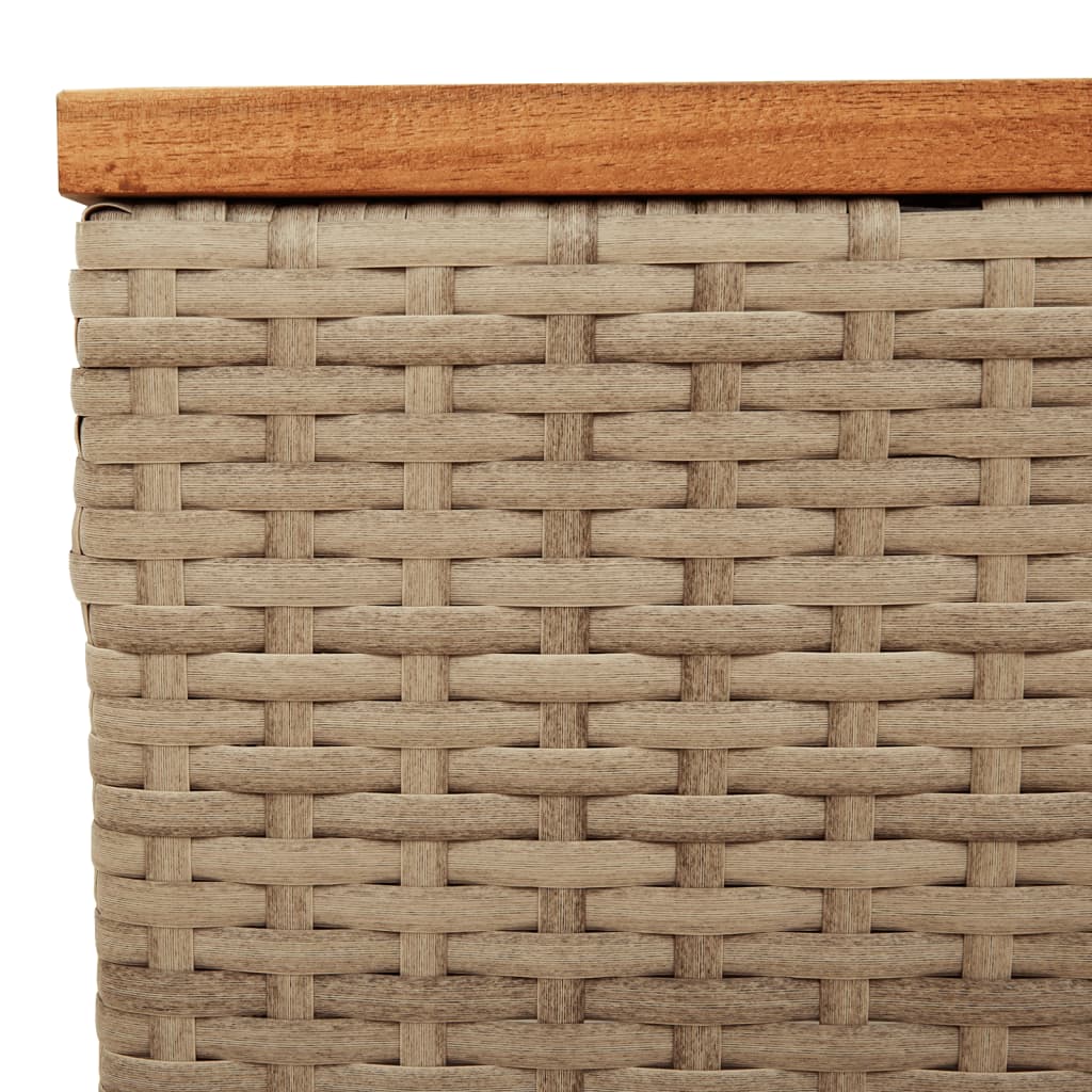 Vidaxl Stół Ogrodowy, Beżowy 55X55X37 Cm, Rattan Pe I Drewno Akacjowe