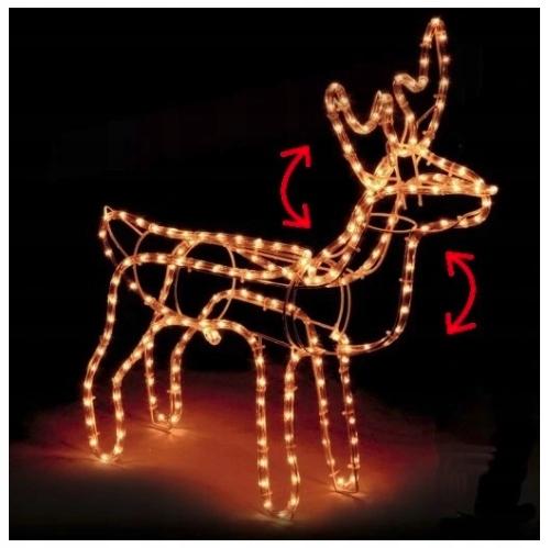 Led Reindeer Christmas Ornament With Moving Head Neon Gift