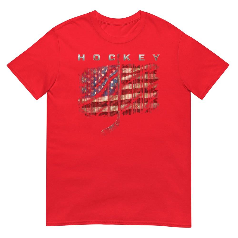 American Flag Hockey Vintage Baseball Bat TShirt S