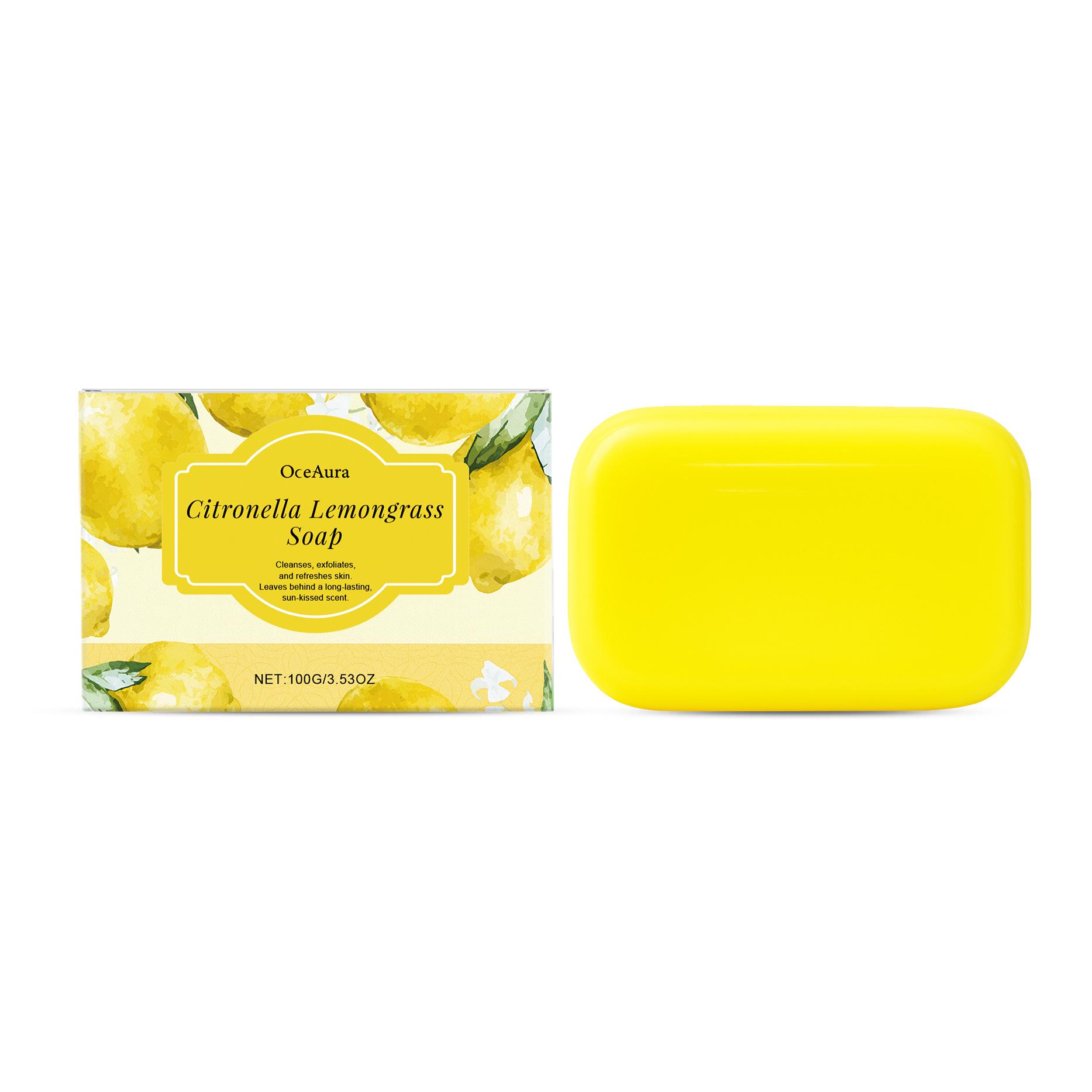 OCEAURA Lemongrass Lemon Moisturizing Soap for Face & Body - Hydrates, Cleanses, Softens Skin