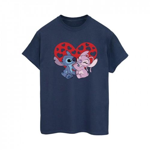 Disney Womens/Ladies Lilo & Stitch Hearts Cotton Boyfriend T-Shirt