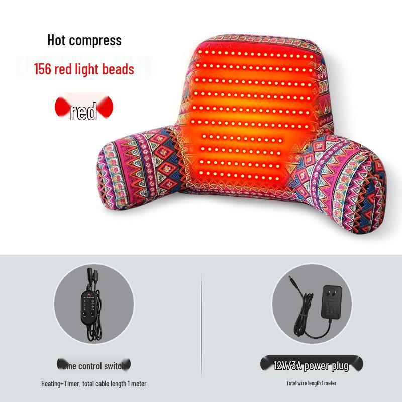 

Heated Lumbar Support Cushion with Red Light Therapy - Office & Sleep Waist Pillow for Women 58x35x25 красный