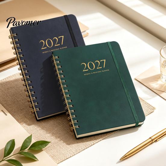 Agenda Appuntamenti A5 2027 Planner Settimanale Spiralato, Calendario Settimanale 365 Giorni con Organizer Copertina Rigida Elastico, 140 Pagine Carta Spessa