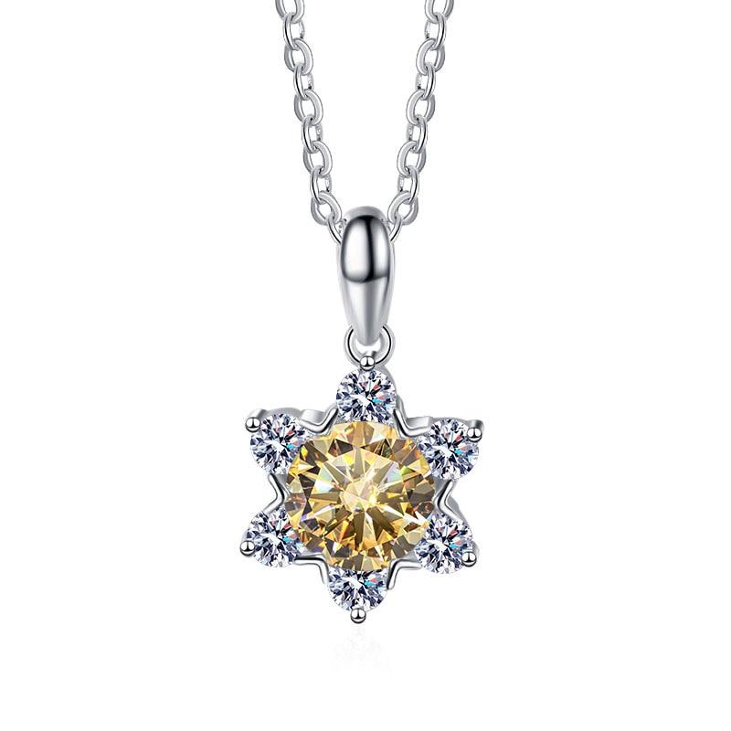 Bague Ringen 100% 925 Silver Fine Necklace 1 Carat Moissanite Classic Snowflake Pendant For Women Wedding Fashion Jewelry Gifts
