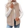 Women's Fashion Quilted Sleeveless Short Vest with Stand Collar Buttons and Zipper