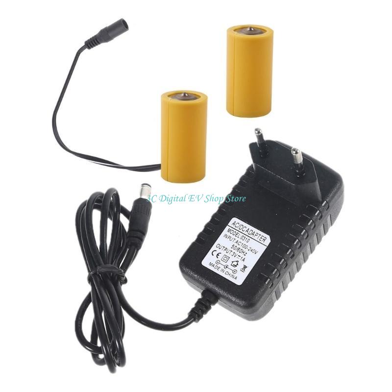 E74D 3V LR14 C Battery Eliminators 110V 220V Power Supply Replace 2x 1.5V C Battery EU Plug