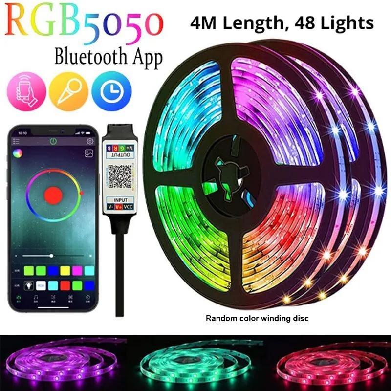 Tiras de Luces de Ambiente de Fondo RGB 5050 Color Bluetooth 5v Set de Luces TV Mesita de Noche Barra Luz de Ambiente Decoración de Iluminación