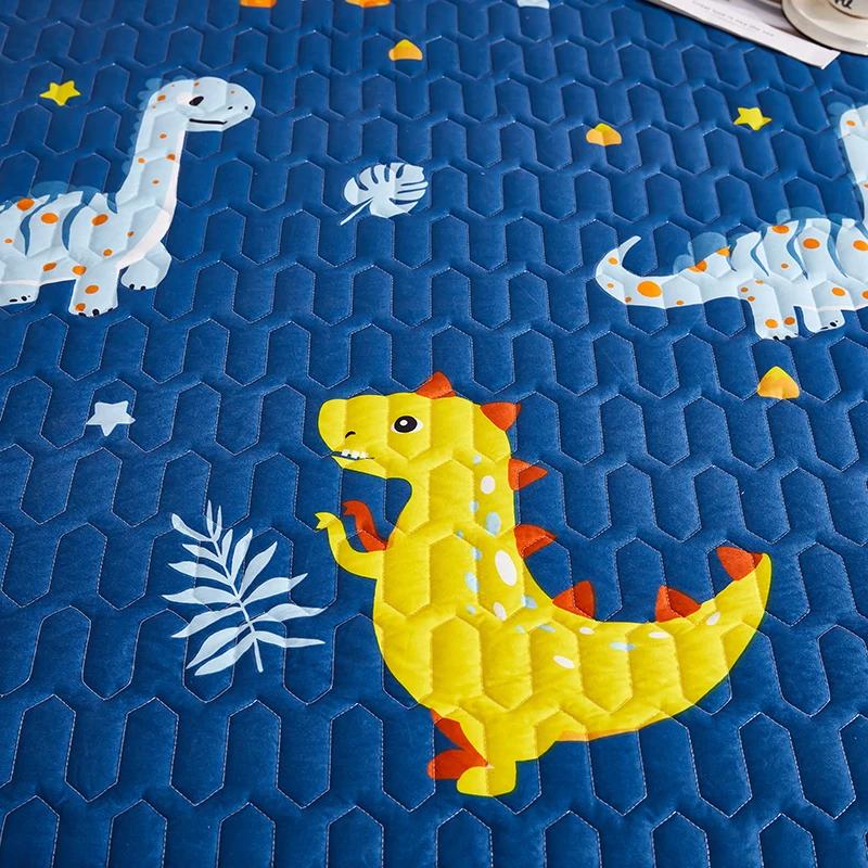 Wasserdichter, gesteppter Matratzenbezug für Kinder, Bettlaken mit Cartoon-Dinosaurier-Aufdruck, 160 x 200 cm, Einzel-/Doppel-/Queensize-/Kingsize-Bettbezug, 180 x 200