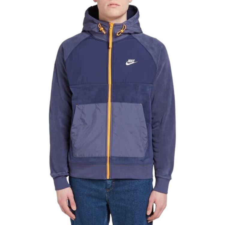 Nike Logo Printed Hooded Straight Jacket Men Jacket Navy-Blue BV3592-410