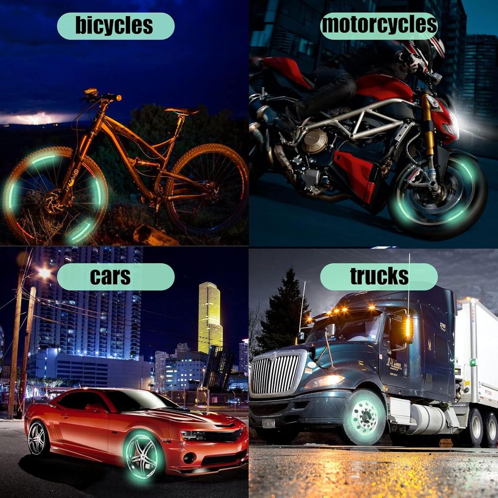 20PCS Night Driving Luminous Car Stickers, Highly Reflective Wheel Stickers Decorative Universal Car Bike Motorcycle Truck