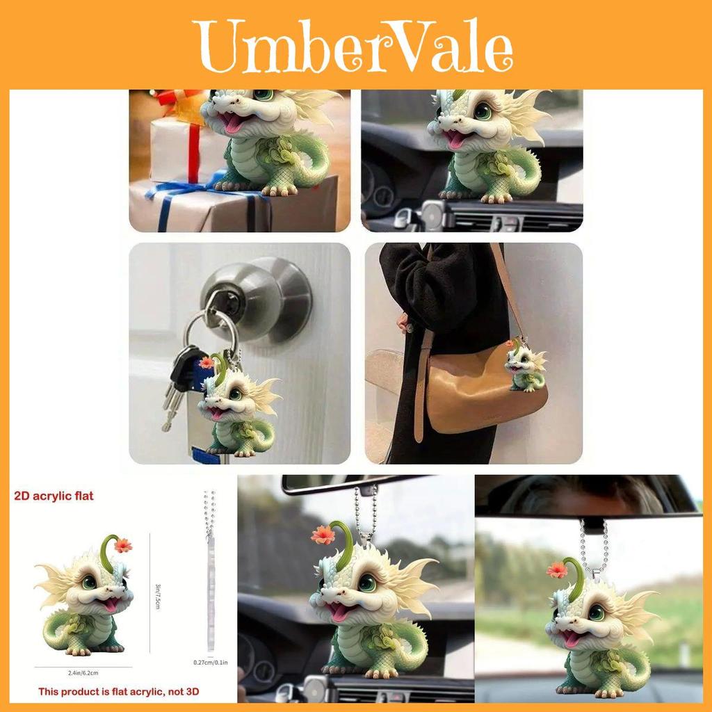 Adorable 2d Acrylic Cute Dragon Keychain For Car Decoration And Backpack Accessory