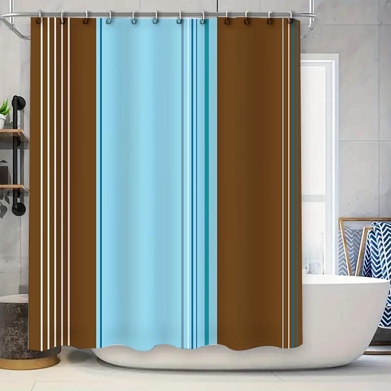 

Vintage-Inspired Shower Curtain With Dual Stripes Perfect For Bathrooms W60H190(CM)-1 Pcs