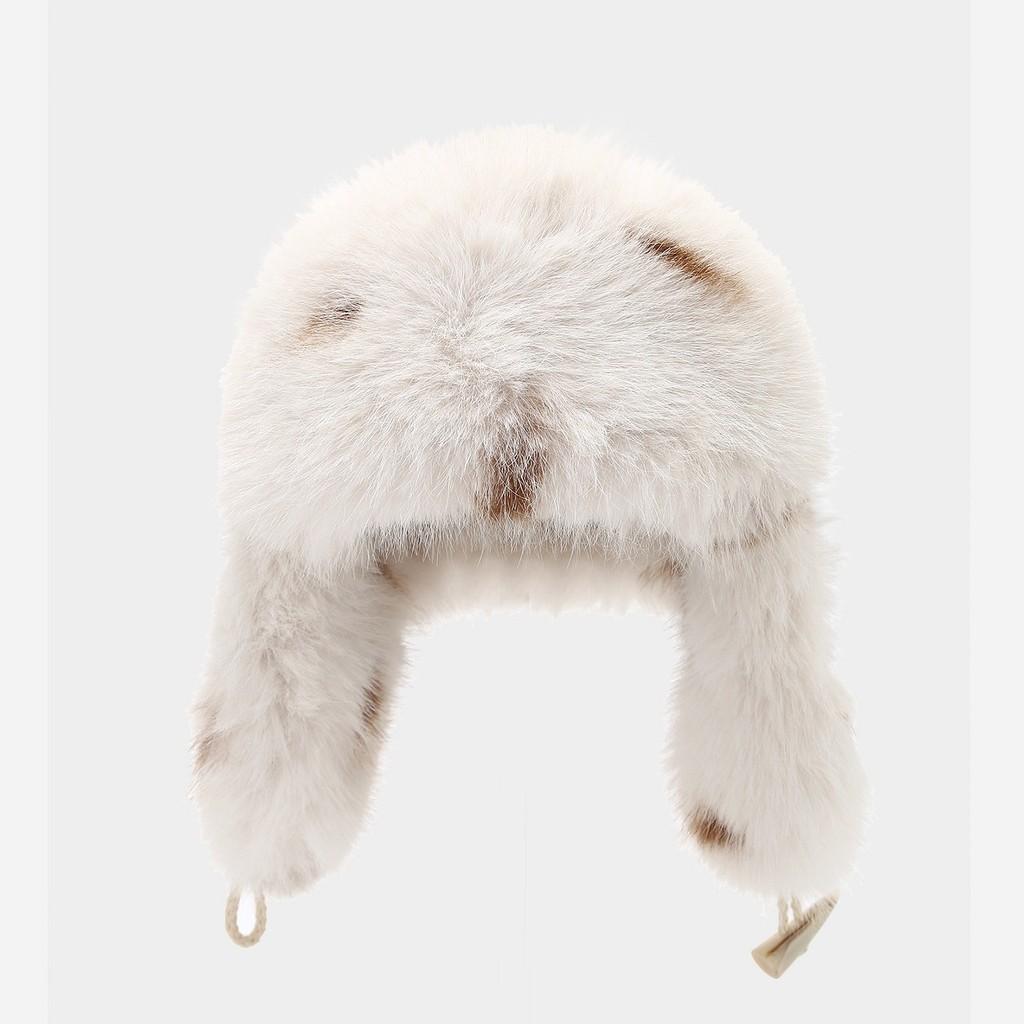 Leopard Print Fluffy Leather Winter Beanie With Windproof Ear Cover For Men And Women