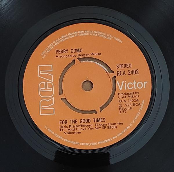 

7inch Record PERRY COMO For The Good Times RCA2402 RCA Victor 1973 UK Pop Used