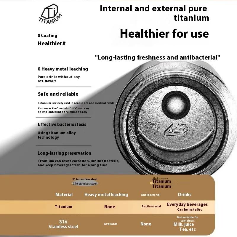 New Insulated Cup Men&Women Water Cup Portable Tea Cup Business Office Cup Titanium Cup Hot and Cold Pure Titanium Insulation Bottle