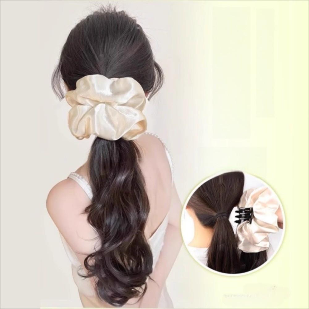 Korean Style Satin Hair Bands Ponytail Scrunchie Pony Tail Hairpiece Hair Ring Ponytail Wig  Daily