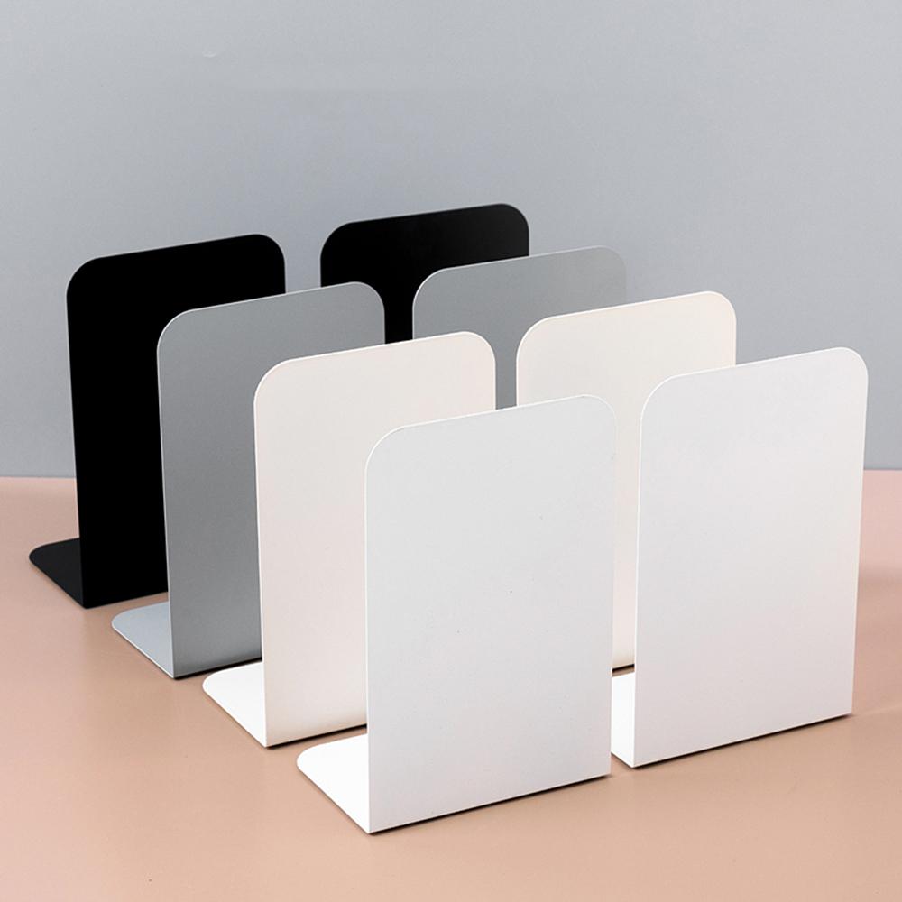 2pcs Ins Simple Metal Book Stand Desktop Non-slip Bookend Student Book Organizer Bookends Large Thickened Books Storage Rack