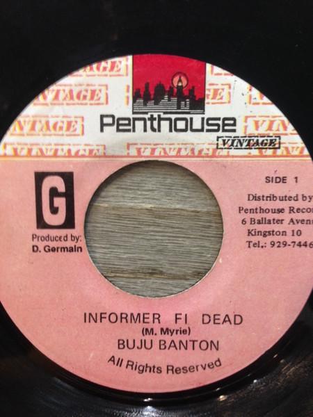 

7-дюймовая пластинка BUJU BANTON Informer Fi Dead NONE Penthouse Vinta 1991 Ямайка Регги Ска Даб Б/у