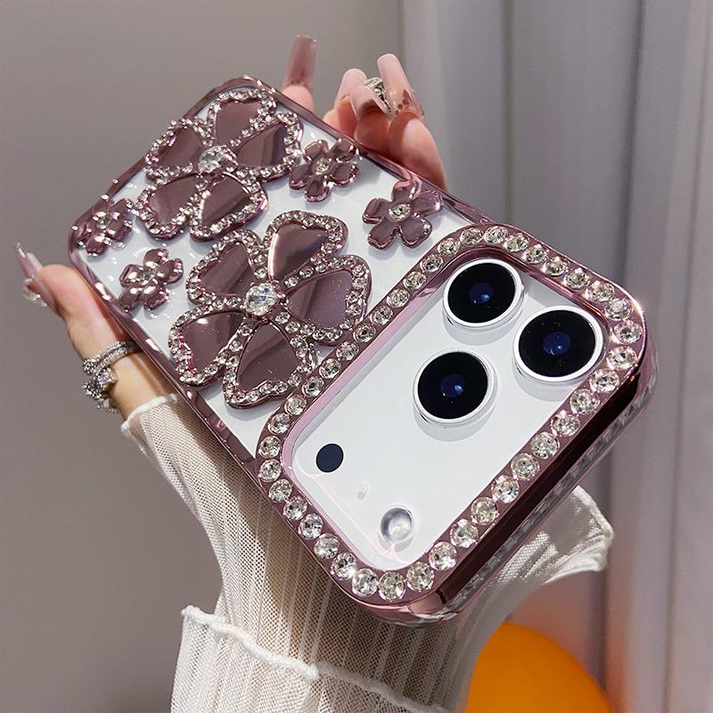 Galvanisiert Klar Bling Glitzer Farbverlauf Blumen Hülle für IPhone 17 Air 16 15 11 12 13 14 Pro Max Weiches Silikon Stoßfeste Abdeckung