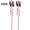 Reusable PET Straw 2Pcs Soccer Theme Spiral Straws, Curved Drinking Washable Straws with Football Charm, World Mug Party Beverage Decor Bendable