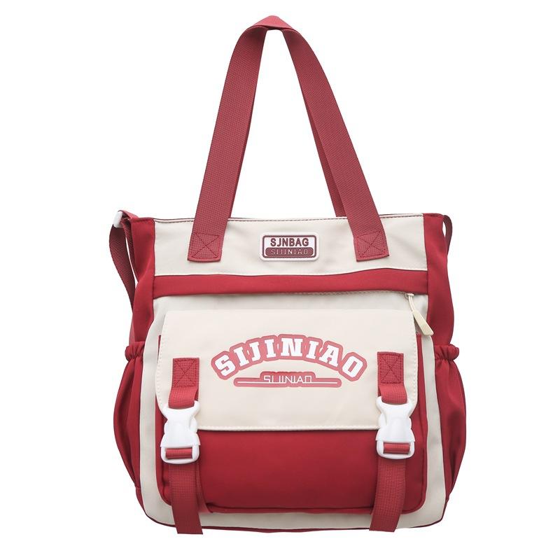 

Студенческая сумка через плечо с цветными блоками, с принтом букв, женская сумка кроссбоди большой вместимости, сумка красный