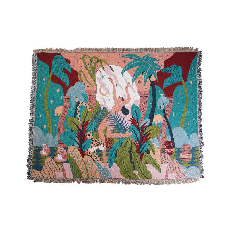 Polyester Cotton Sofa Cover, All-season Universal Anti Cat Scratch Thread Blanket, Living Room Decoration Tapestry, Original Fabric Art