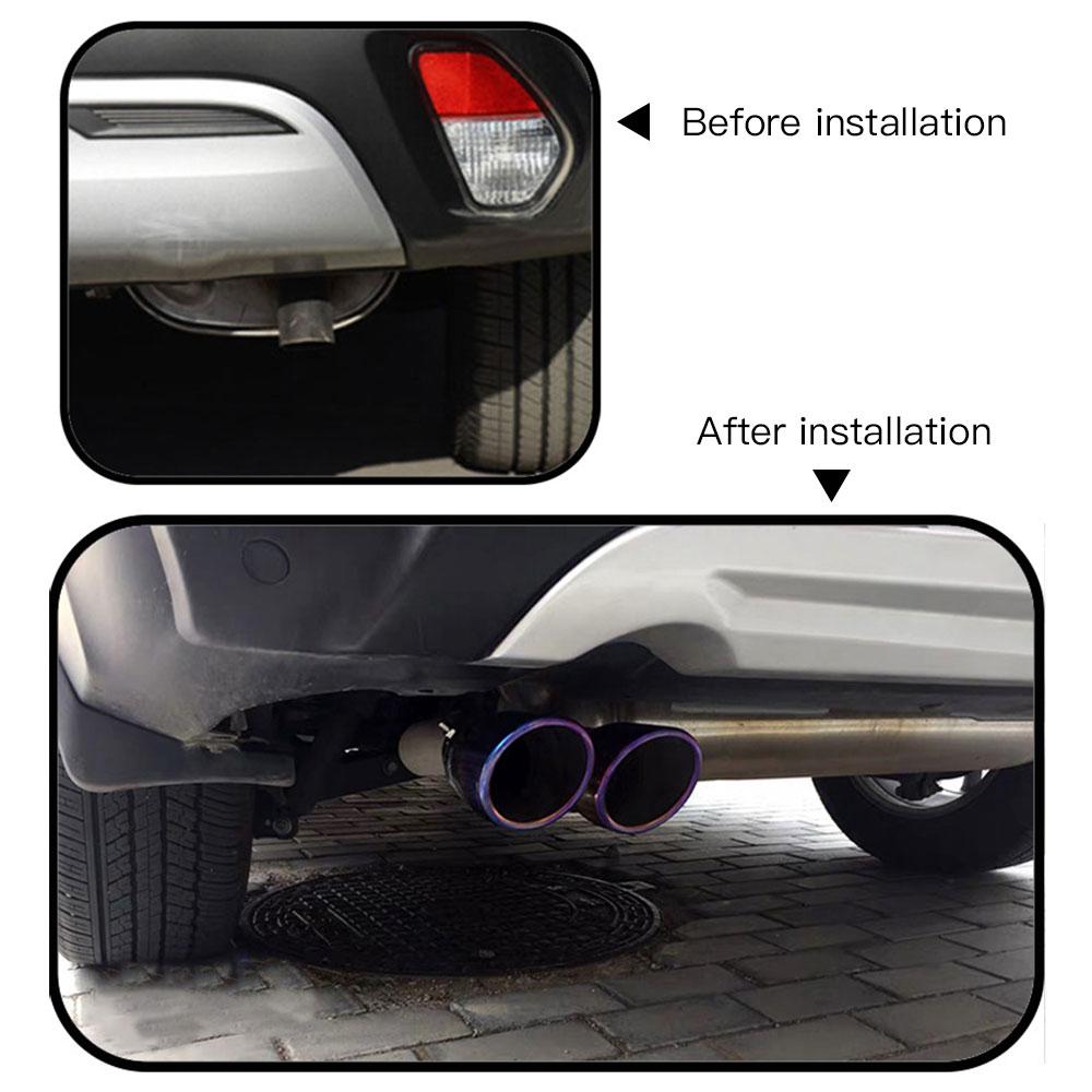 Universal Car Inlet Double-Barrel Rear Exhaust Tip Tail Pipe Muffler Outlet Stainless Steel Trim Muffler Pipe Tail