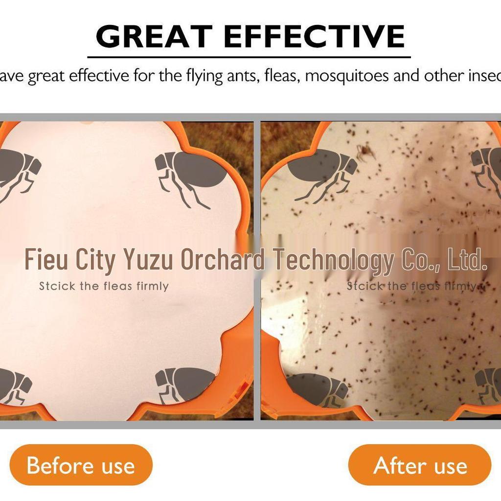 Pumpkin-Shaped Flea Trap Light with Sticky Paper - 5 Sheets Per Pack, Cute Portable Mosquito & Insect Repellent