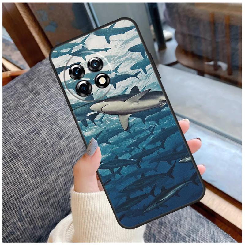 Ocean Shark Tooth Fish Case For OnePlus 13R 13T 12R 10R 10T 15 13 12 11 10 9 Pro Nord 5 CE 2 3 4 Lite N20 N30 Coque