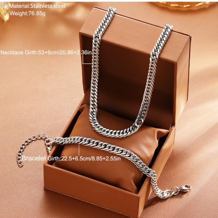 European Style Cross Ring Necklace and Bracelet Set: Unisex Simple Sweater Chain Accessories