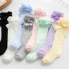Mesh Bow Baby Socks: Summer Thin Anti-Mosquito Toddler Socks with Bubble Cuff and Vertical Stripes
