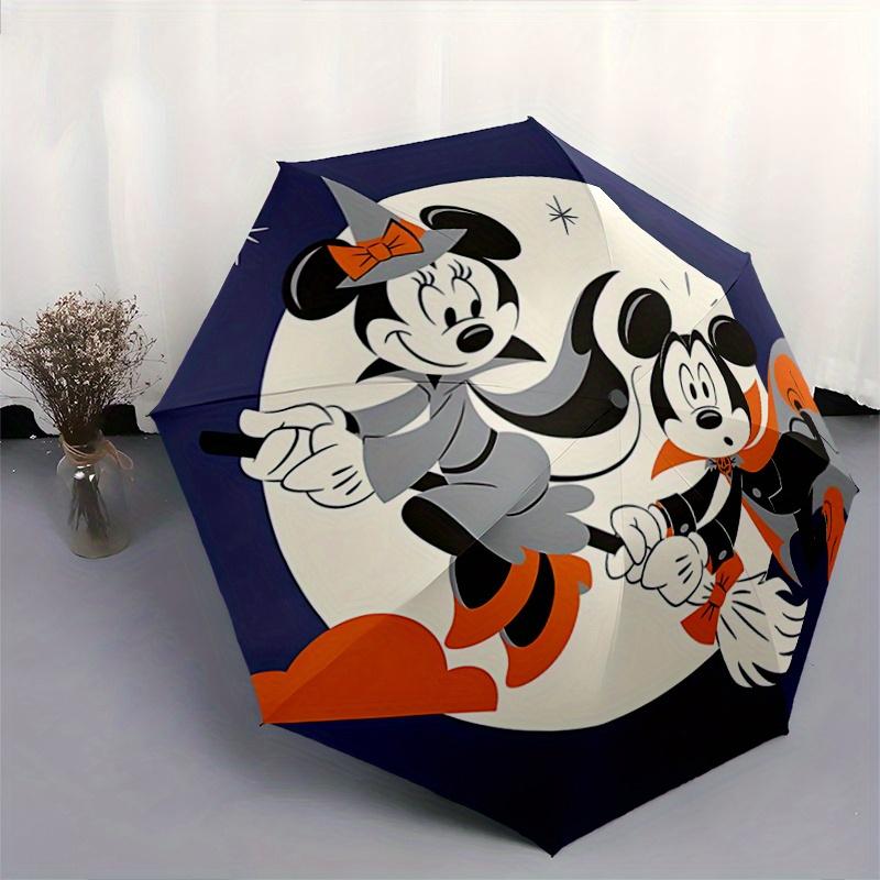 1pc Mickey Minnie Witch Automatic 3-Fold Umbrella Design, Cute Cartoon Pattern, Portable Outdoor Umbrella, Perfect, Holiday Gift for Disney