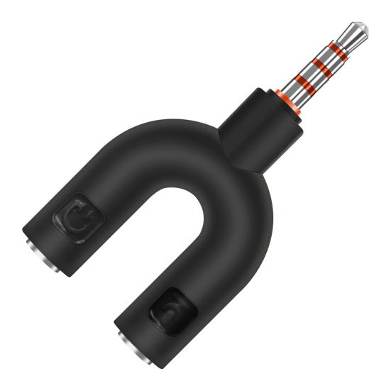 

U-shaped Portable 3.5mm Stereo Audio Headphone/Mic Splitter Adapter for Smartphone MP3 MP4 Player чорний