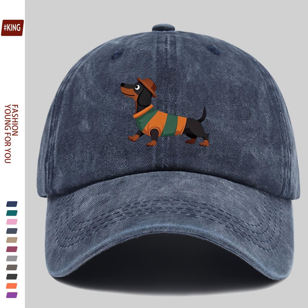 Dachshund Dog Wearing Hat Casual Baseball Cap Cotton Adjustable Unisex Print Outdoor Cap