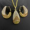 Set alla moda placcato oro 24K di Dubai con zirconi, orecchini in rame, ciondolo, collana da donna, dorato, per festa, anniversario, sposa, matrimonio, regali