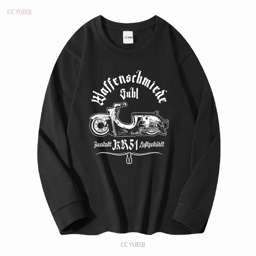 Büchsenmacher Suhl Schwalbe T-Shirt Braun KR51 Roller Moped Lustig Simson Star lang- oder kurzärmelig Vintage Gewaschene Mode Homme